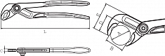 Размеры клещей трубных сантехнических быстрорегулируемых Super-Ego